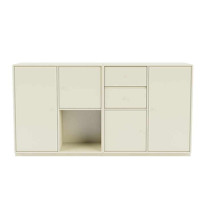 Sideboard della coppia del Montana con plinto da 3 cm, Bianco alla vaniglia