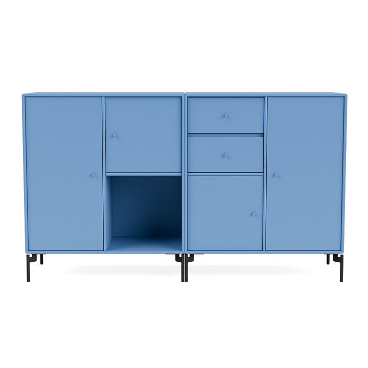 Sideboard di coppia del Montana con gambe, azzurro blu/nero