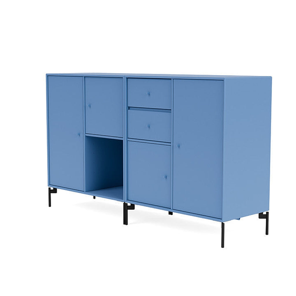 Sideboard di coppia del Montana con gambe, azzurro blu/nero