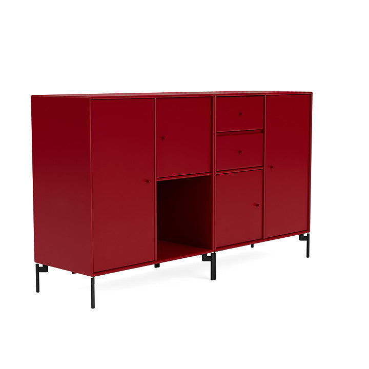 Montana Couple Sideboard With Legs, Beetroot/Black