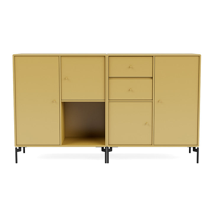 Sideboard di coppia del Montana con gambe, cumino/nero