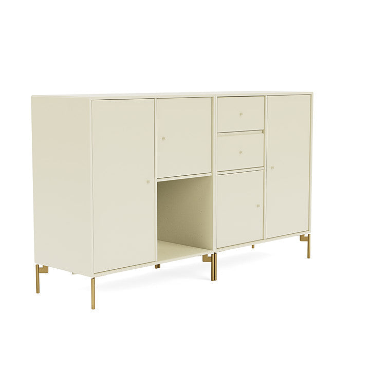 Sideboard di coppia del Montana con gambe, vaniglia/ottone