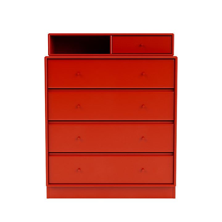 Montana Keep Chest Of Drawers With 7 Cm Plinth, Rosehip Red