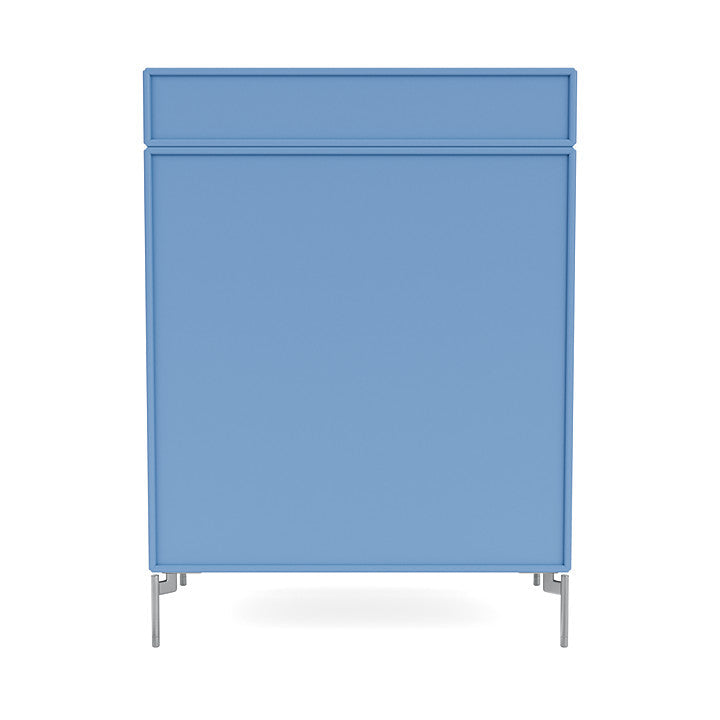 Montana Keep Chest Of Drawers With Legs, Azure Blue/Matt Chrome