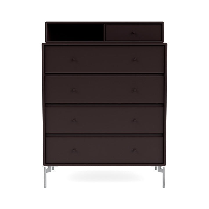 Montana Keep Chest Of Drawers With Legs, Balsamic/Matt Chrome