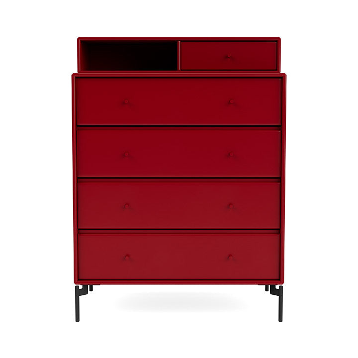 Montana Keep Chest Of Drawers With Legs, Beetroot/Black