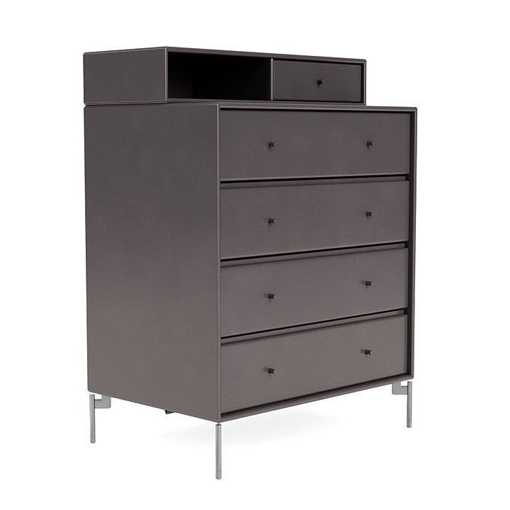 Montana Keep Chest Of Drawers With Legs, Coffee/Matt Chrome