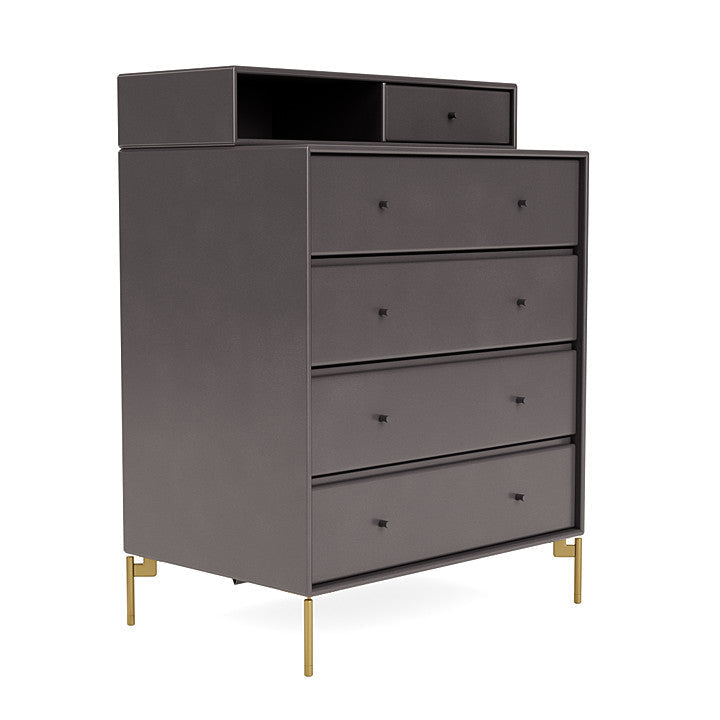 Montana Keep Chest Of Drawers With Legs, Coffee/Brass