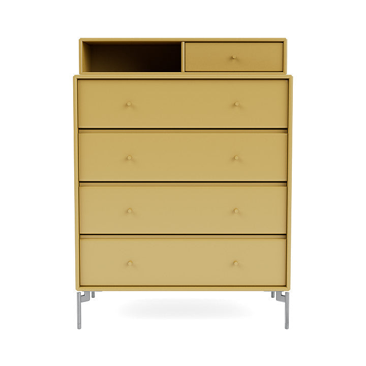 Montana Keep Chest Of Drawers With Legs, Cumin/Matt Chrome