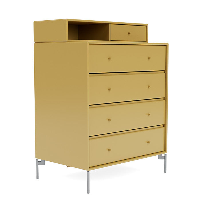 Montana Keep Chest Of Drawers With Legs, Cumin/Matt Chrome