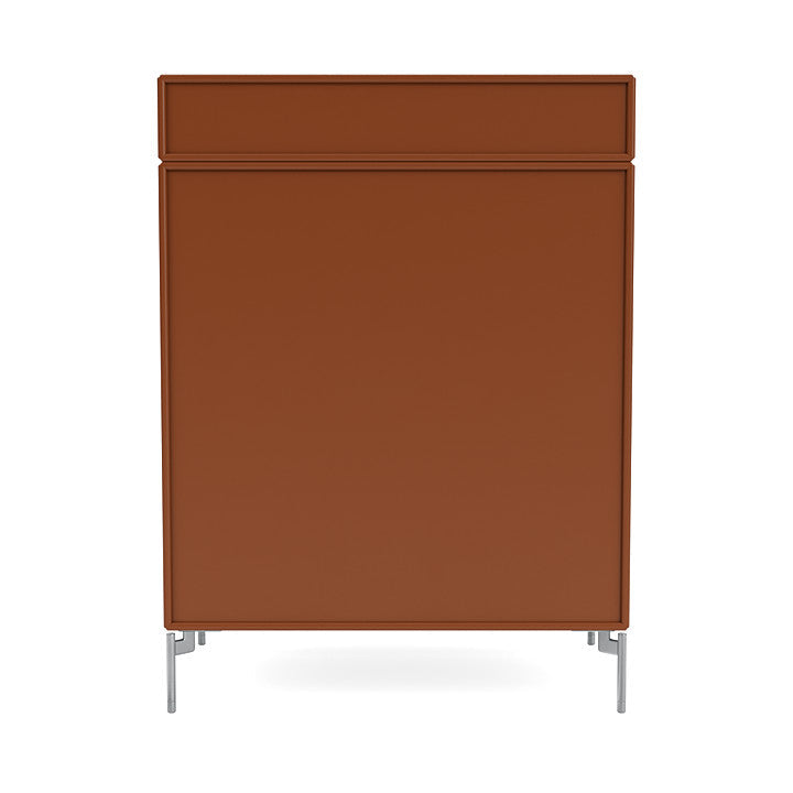 Montana Keep Chest Of Drawers With Legs, Hazelnut/Matt Chrome