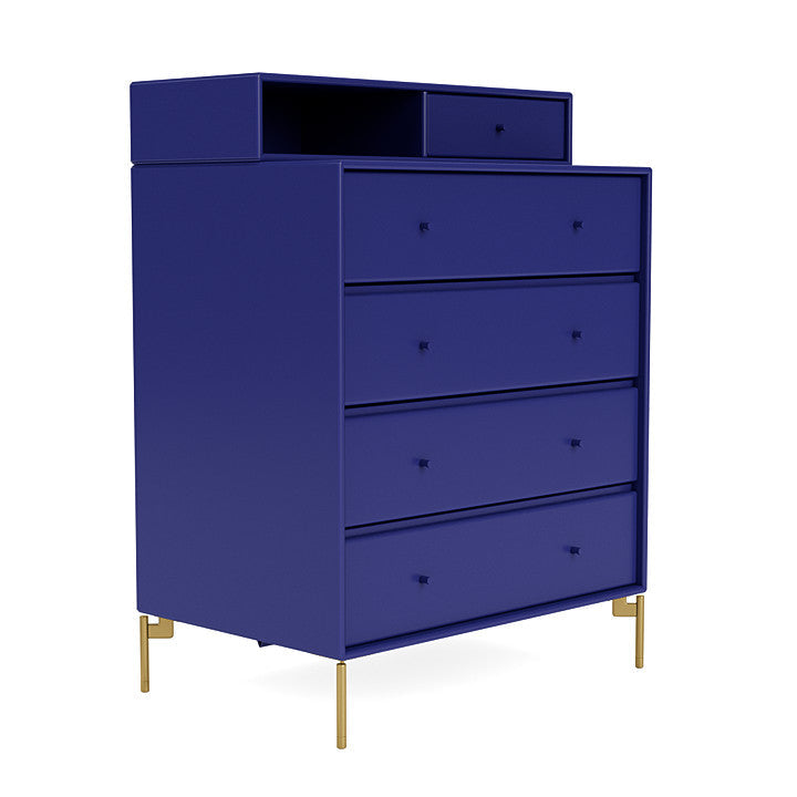 Montana Keep Chest Of Drawers With Legs, Monarch Blue/Brass