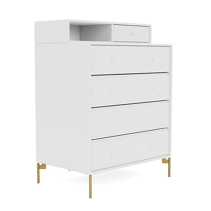 Montana Keep Chest Of Drawers With Legs, New White/Brass