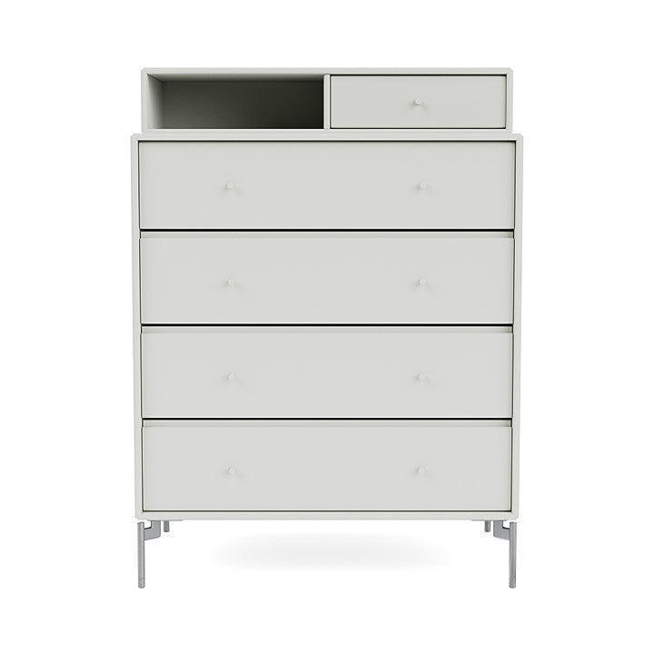 Montana Keep Chest Of Drawers With Legs, Nordic/Matt Chrome