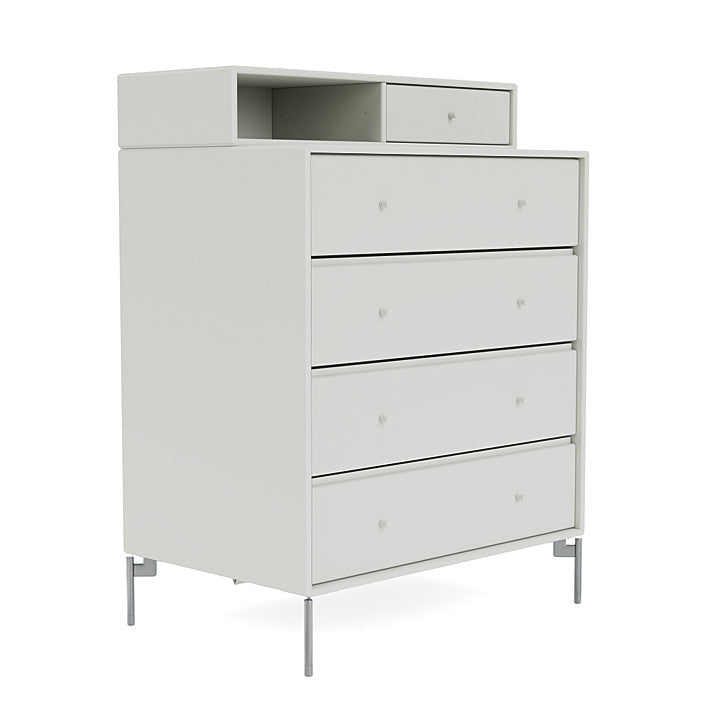 Montana Keep Chest Of Drawers With Legs, Nordic/Matt Chrome