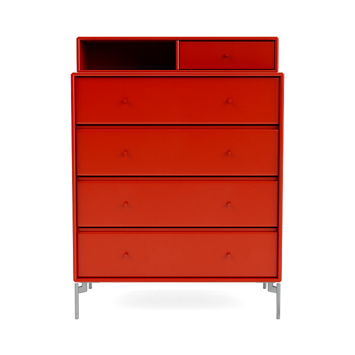 Montana Keep Chest Of Drawers With Legs, Rosehip/Matt Chrome