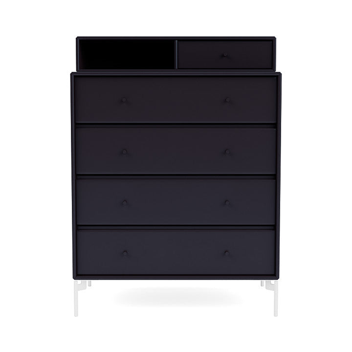 Montana Keep Chest Of Drawers With Legs, Shadow/Snow White