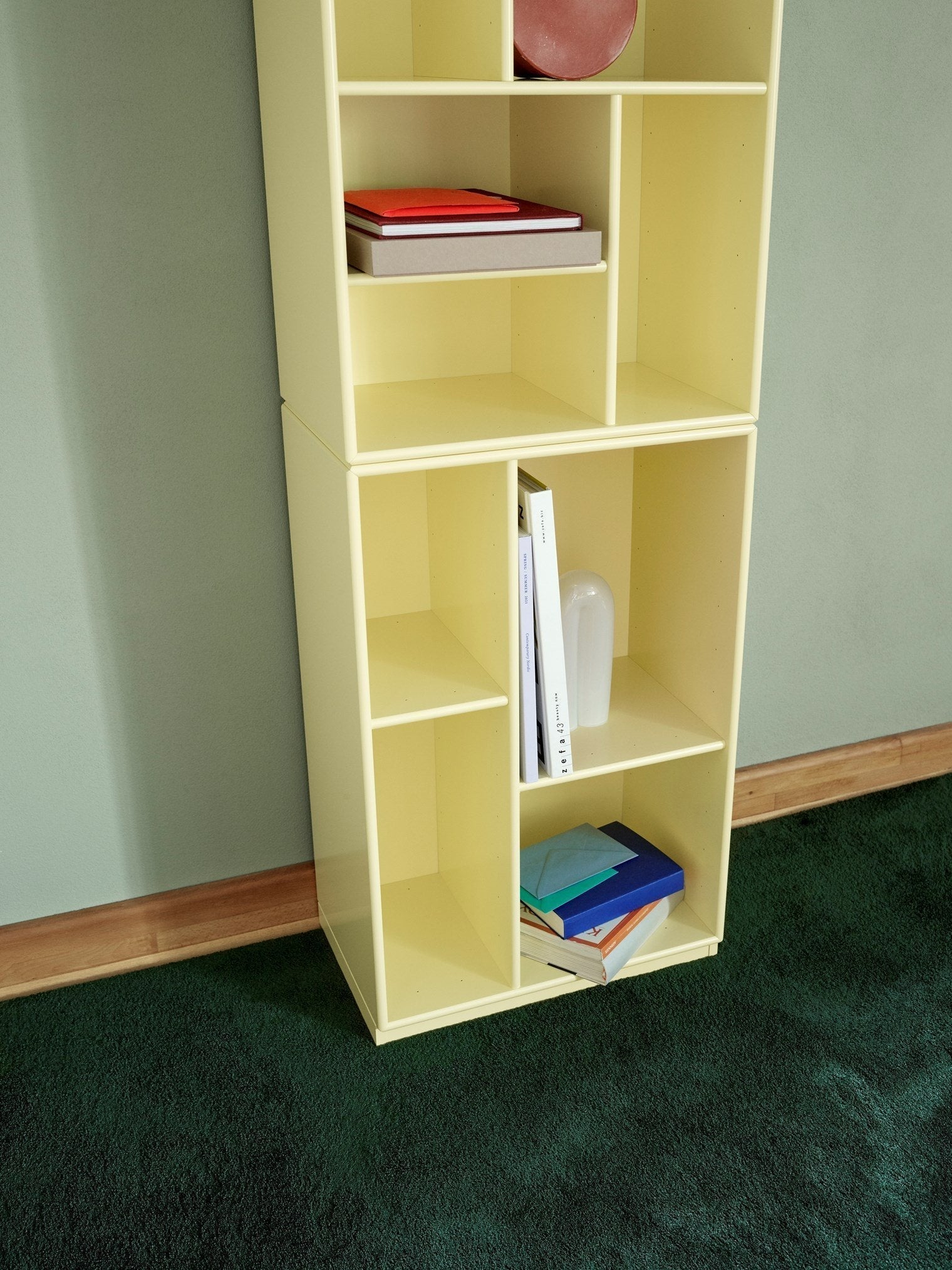 Montana Loom High Bookcase With 3 Cm Plinth, Pine Green