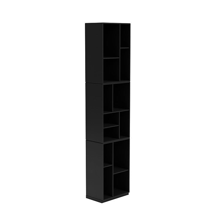 Montana weefgetouw hoge boekenkast met 3 cm plint, zwart