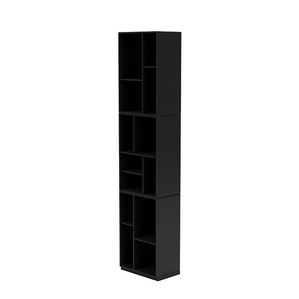 Montana weefgetouw hoge boekenkast met 3 cm plint, zwart