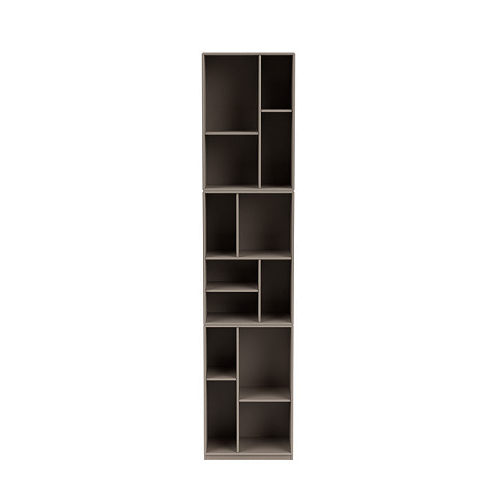 Montana weefgetouw hoge boekenkast met 3 cm plint, truffelgrijs