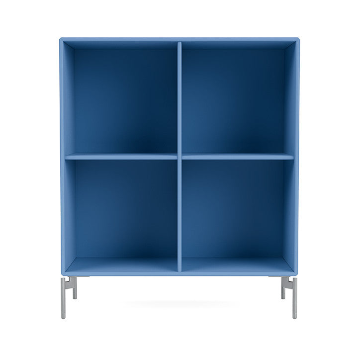 蒙大拿州的表演书柜，带腿，蓝色/哑光Chrome