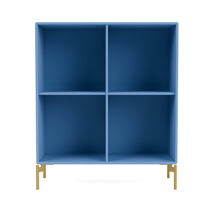 蒙大拿州的表演书柜，带腿，蓝色/黄铜