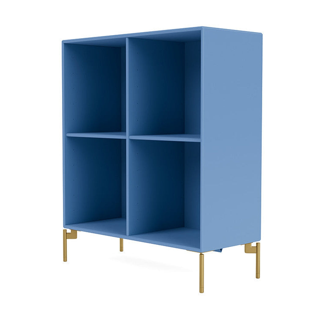 蒙大拿州的表演书柜，带腿，蓝色/黄铜