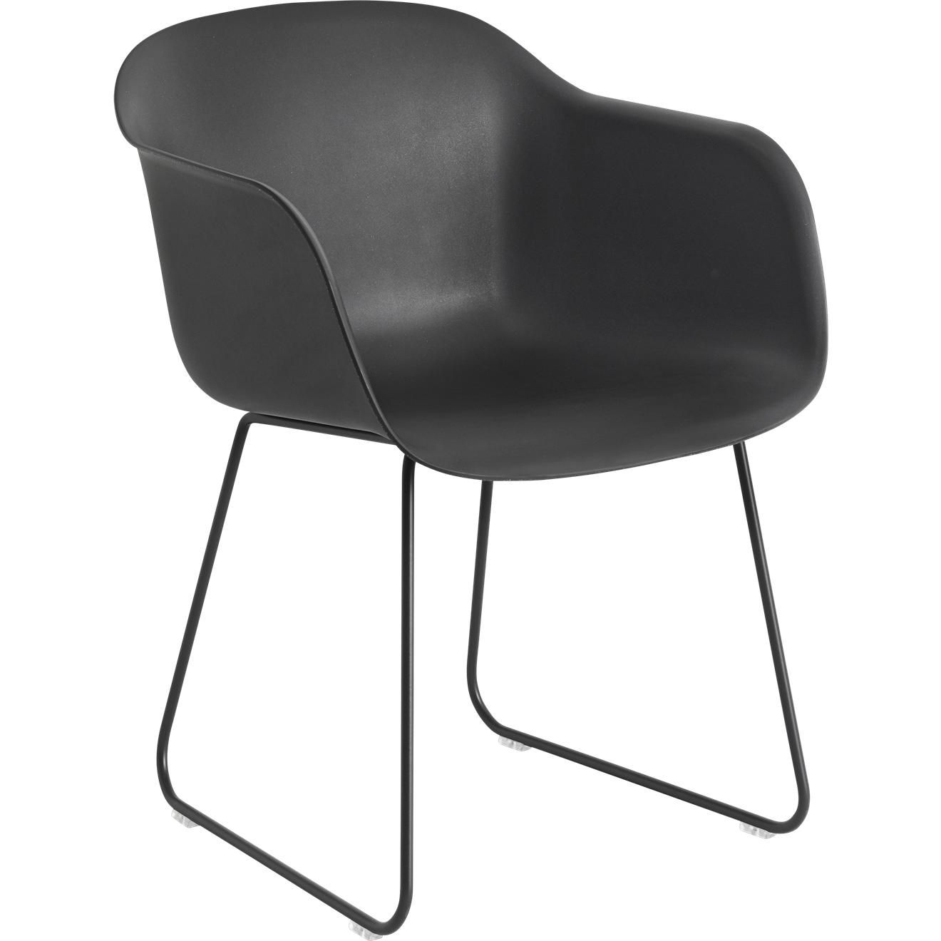 Base de trineo de sillón de fibra Muuto, asiento de fibra, negro