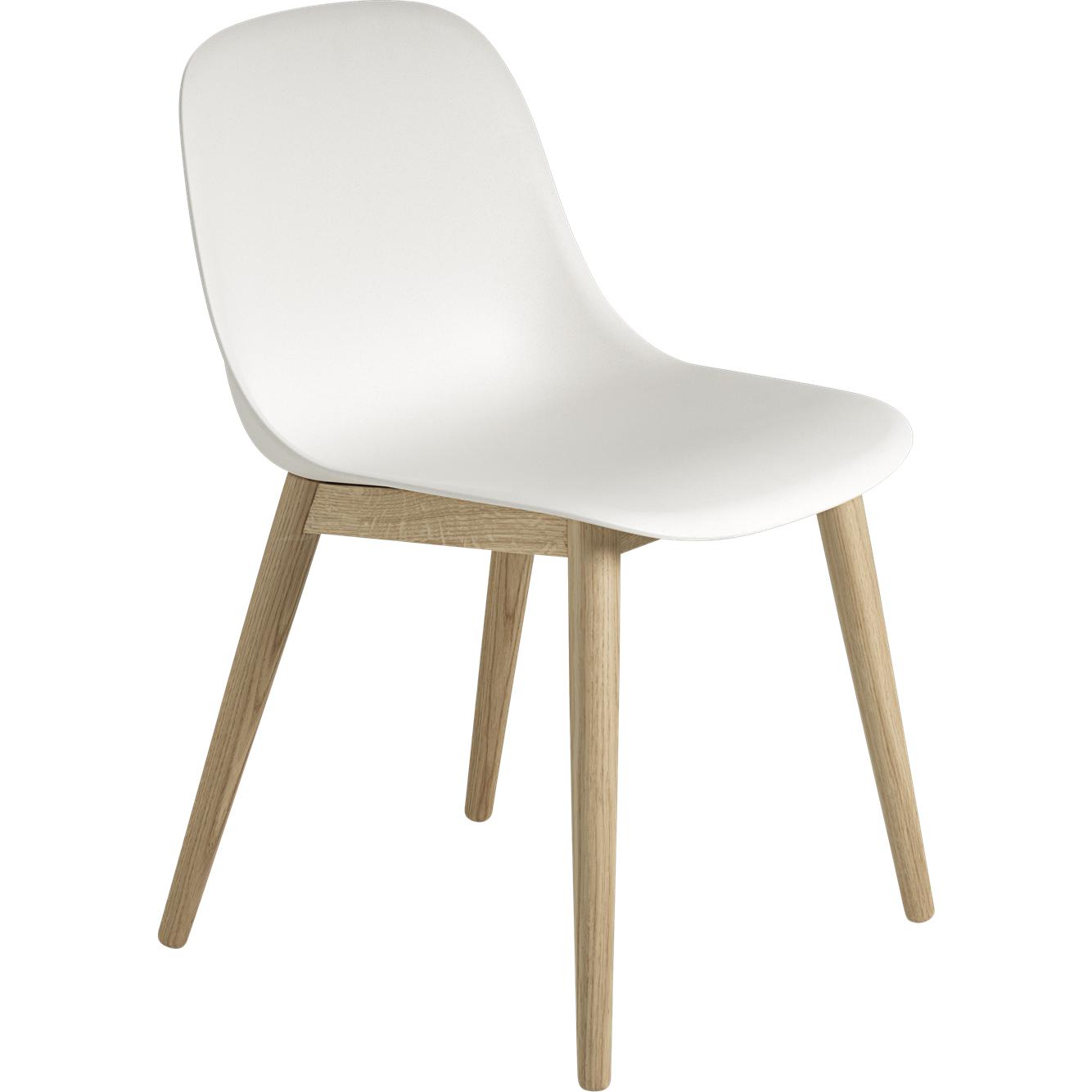 Muuto Fiber Side Silla Pierras de madera, asiento de fibra, blanco/roble