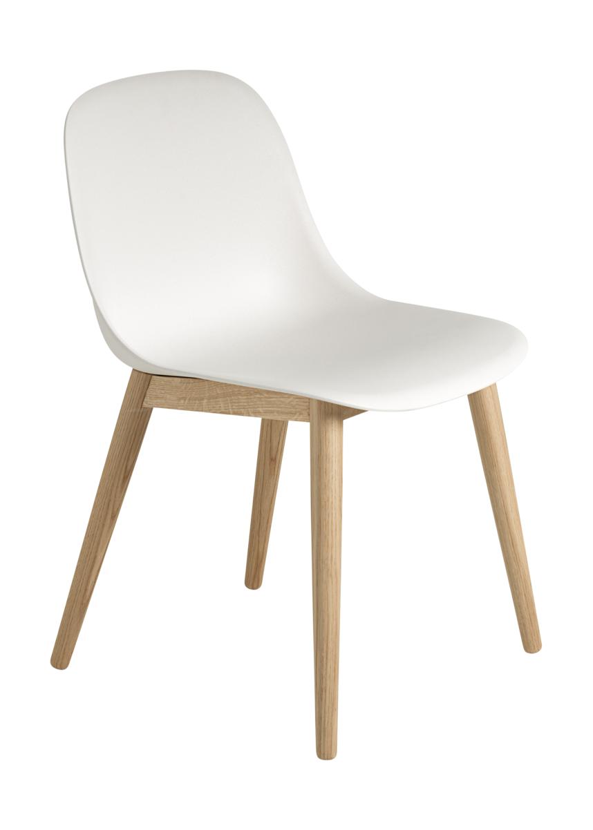 Muuto Vezelzijde stoel houten benen, vezelstoel, wit/eiken