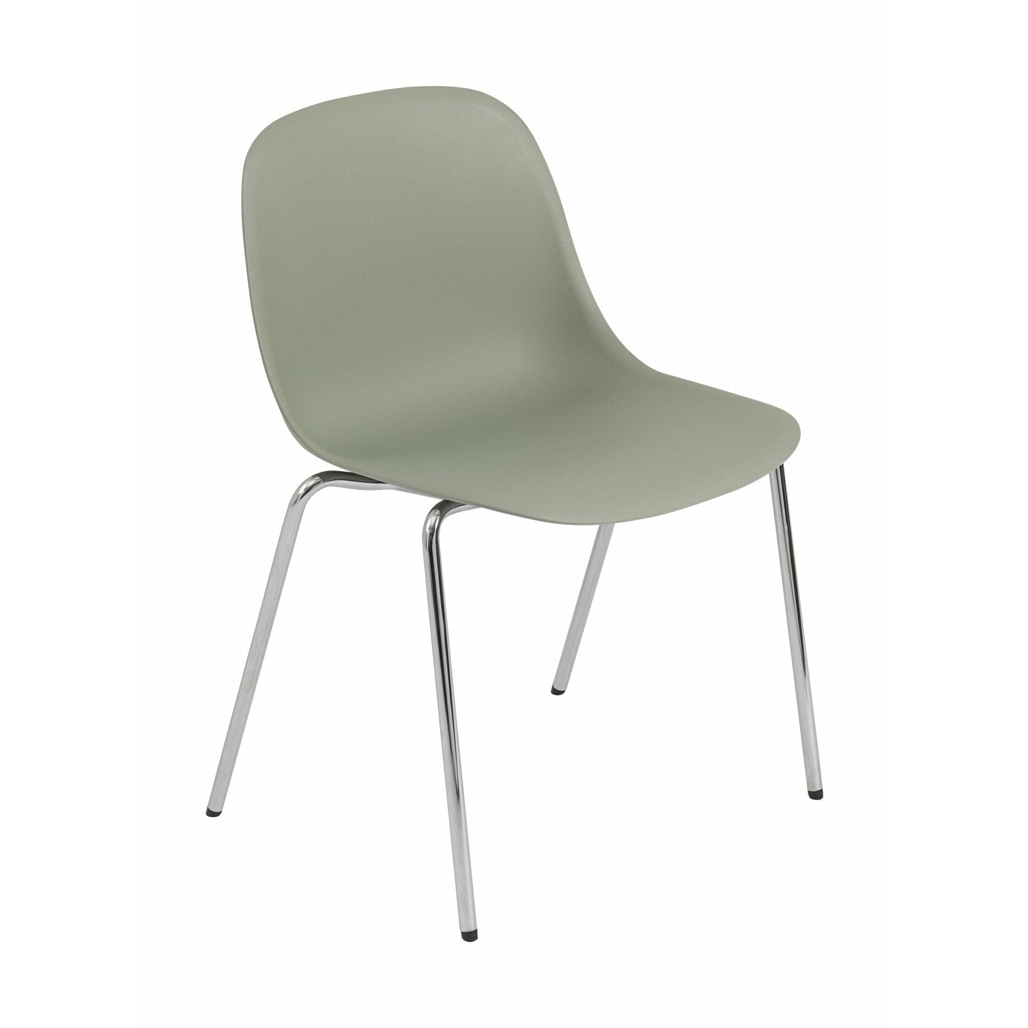 Muuto Fiber Side Chair aus recyceltem Kunststoff A Base, Grün/Chrom
