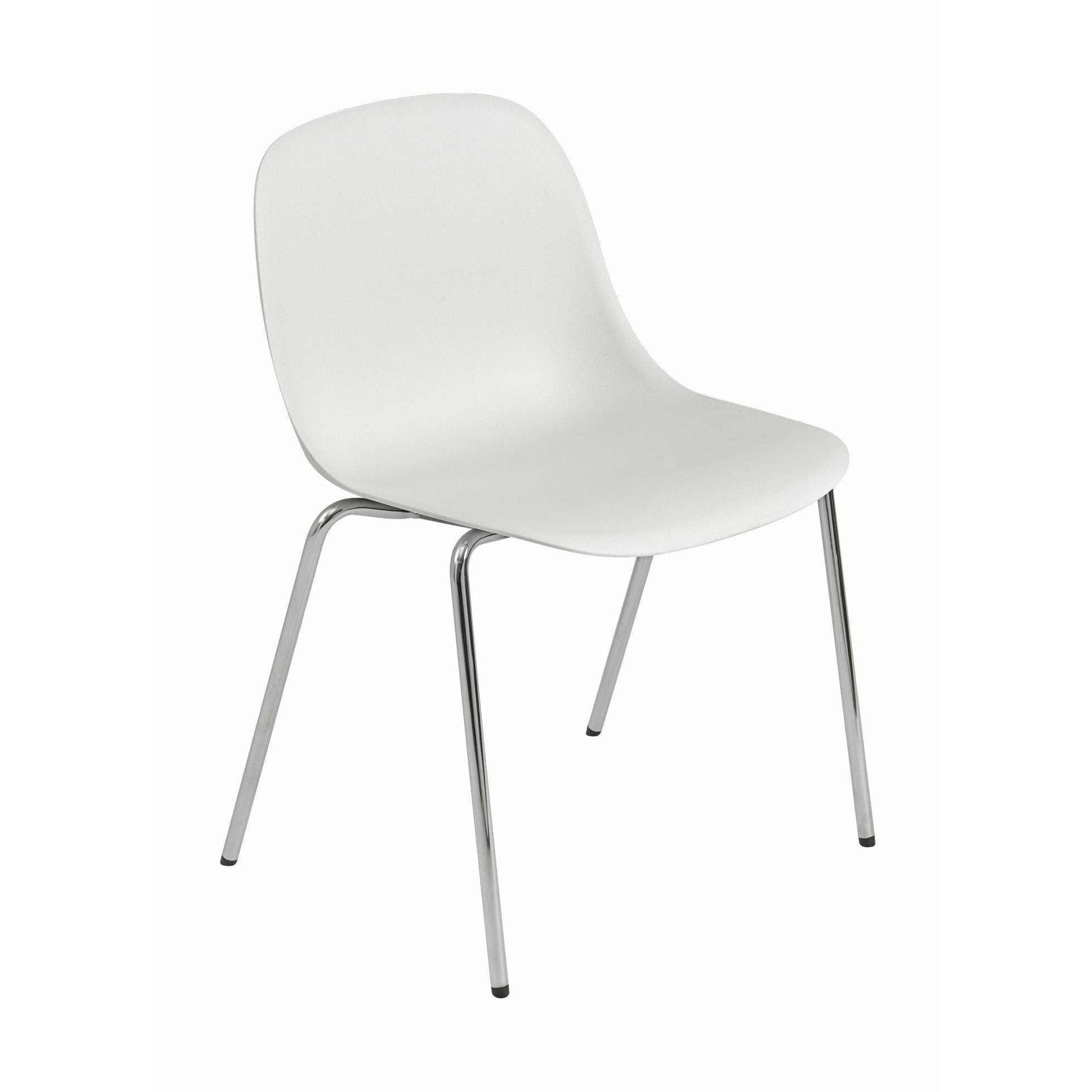 Muuto Fiber Side Chair Made Of Recycled Plastic A Base, Natural White/Chrome