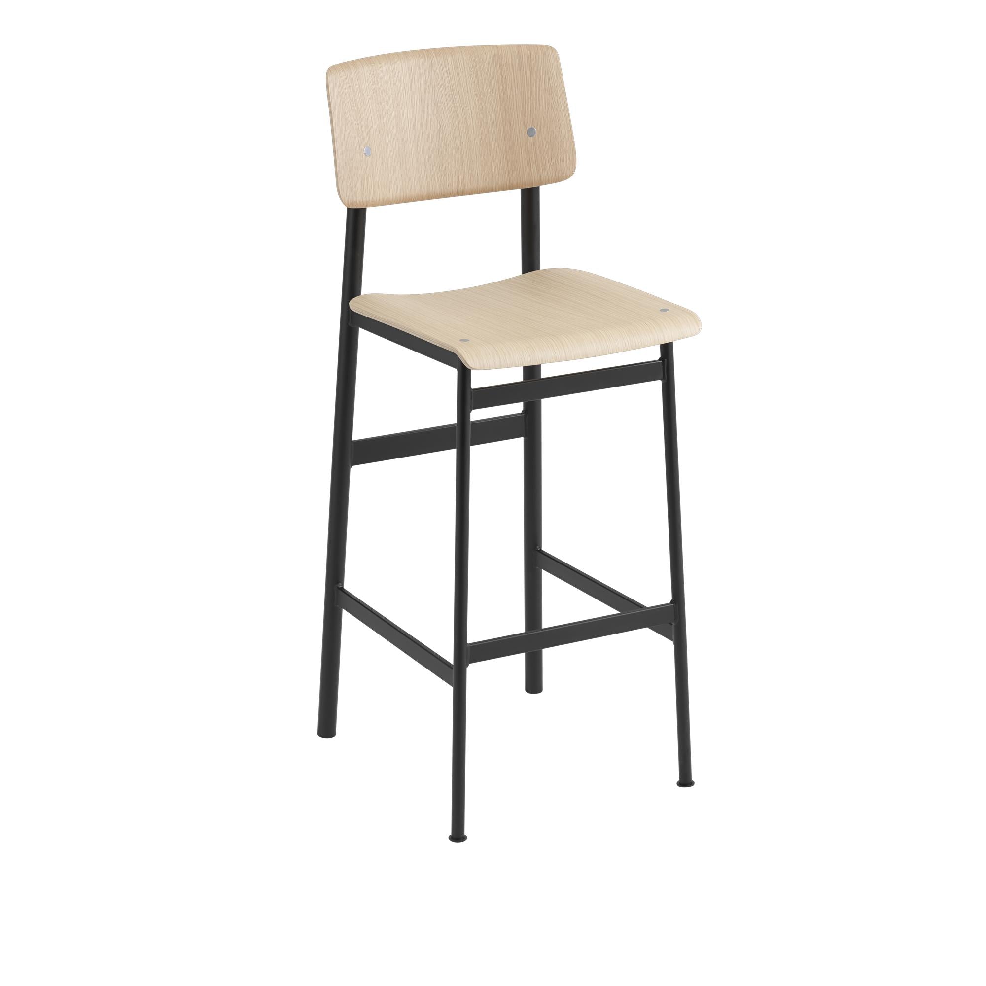 Muuto Loft Bar Chair Oak, H 75 cm, sort/eg