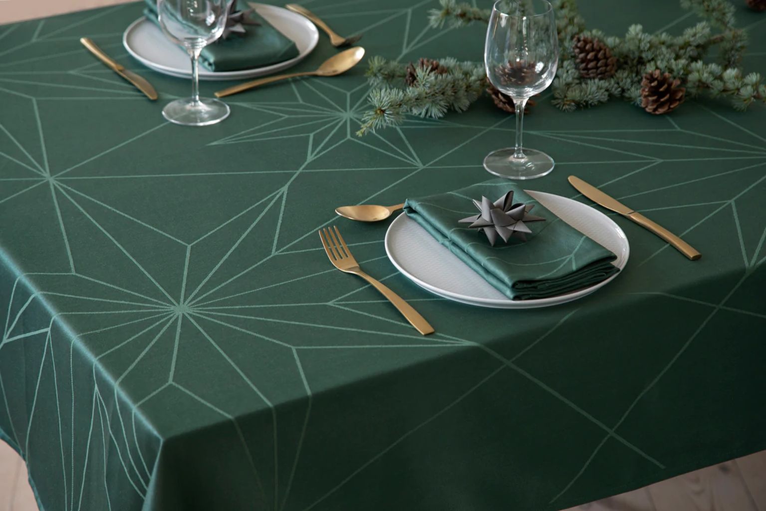 Novoform Design Sterren tafelkleed 220 cm, groen