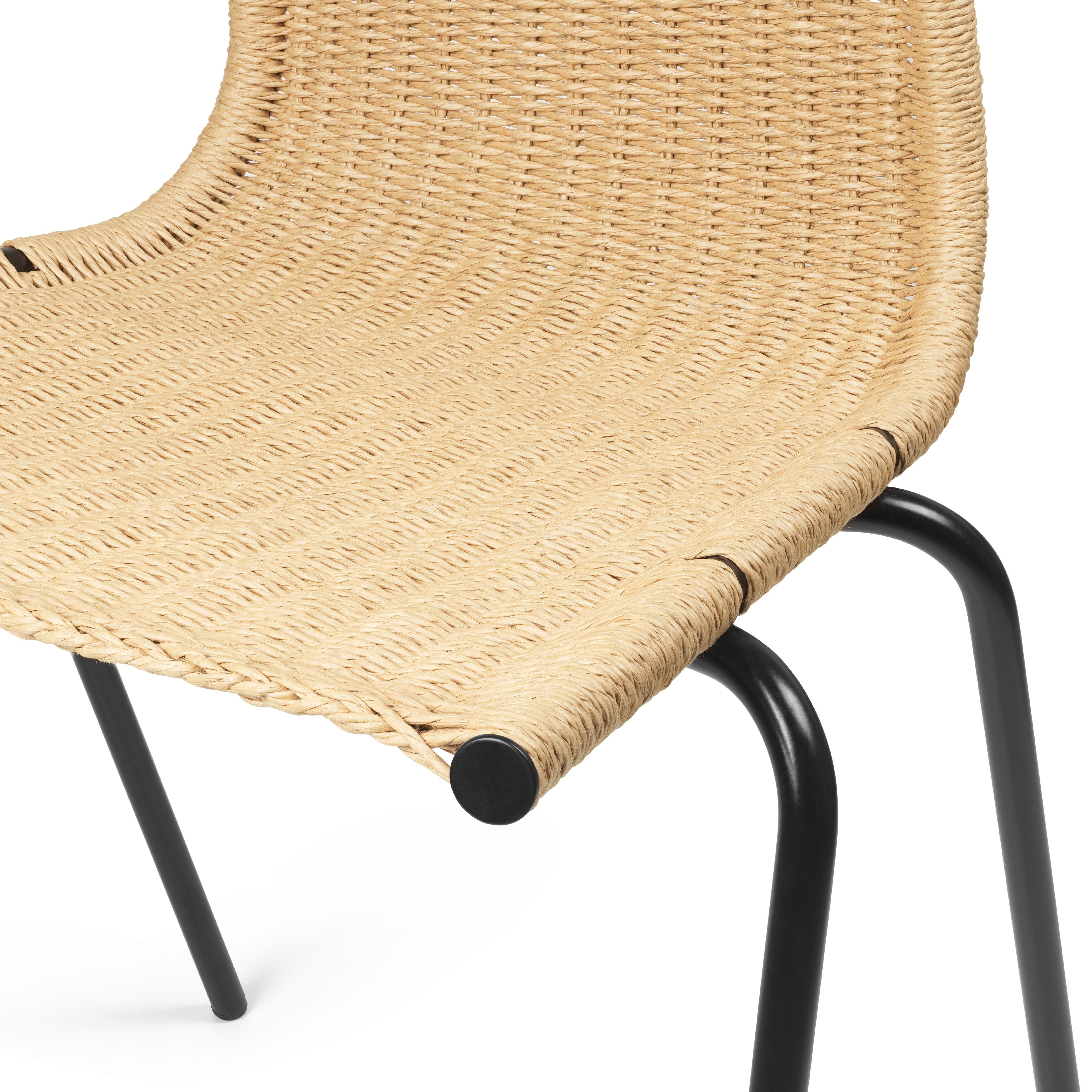 Sedia Carl Hansen PK1, acciaio verniciato a polvere nera/carta naturale