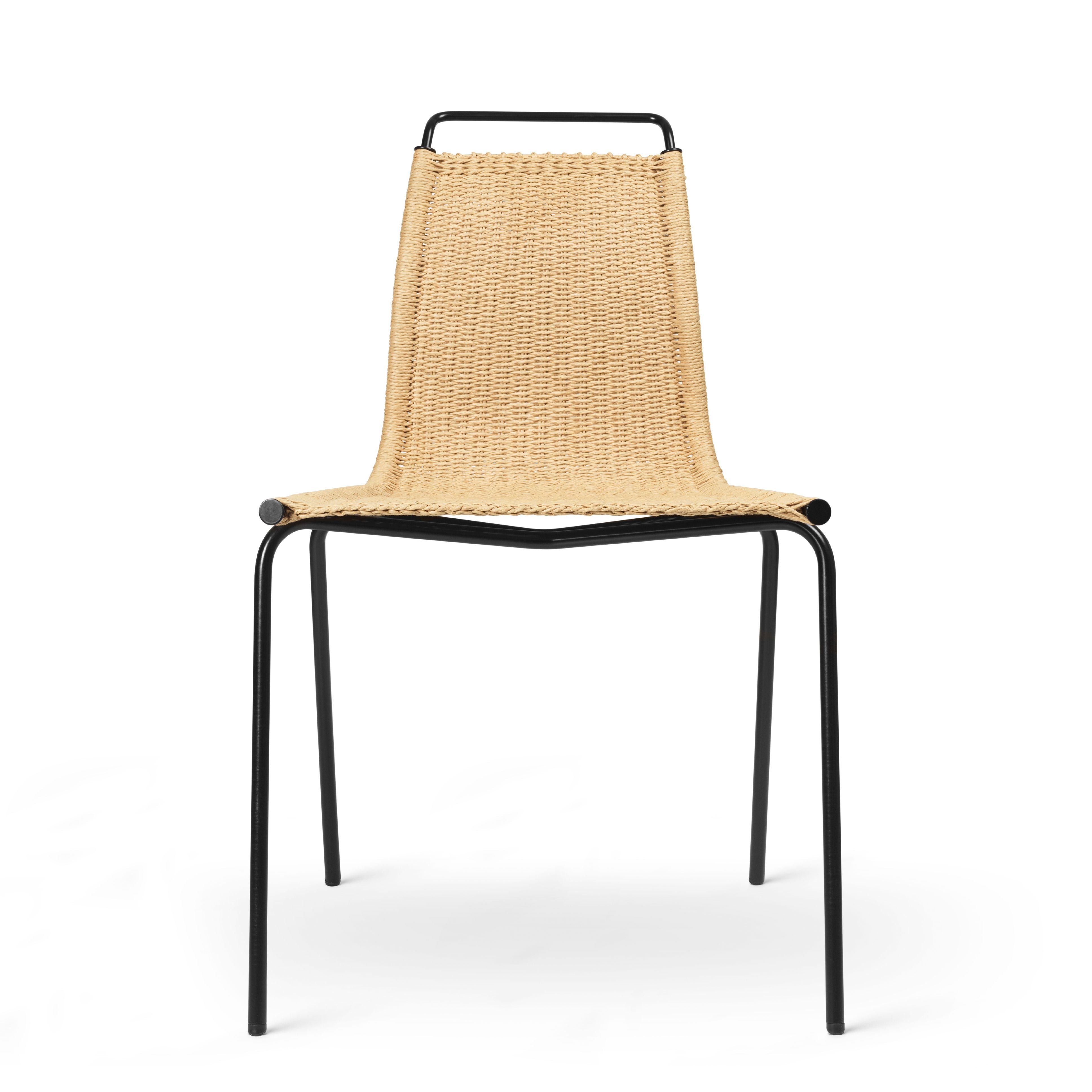 Silla Carl Hansen PK1, acero con recubrimiento de polvo negro/papel natural