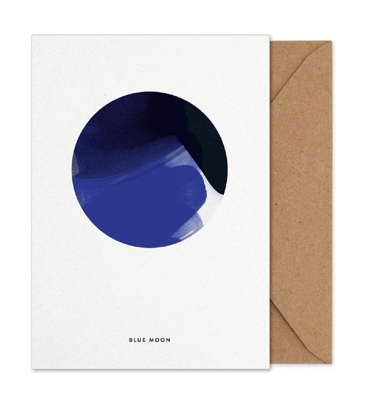 Tarjeta de arte de papel de luna azul colectiva de papel