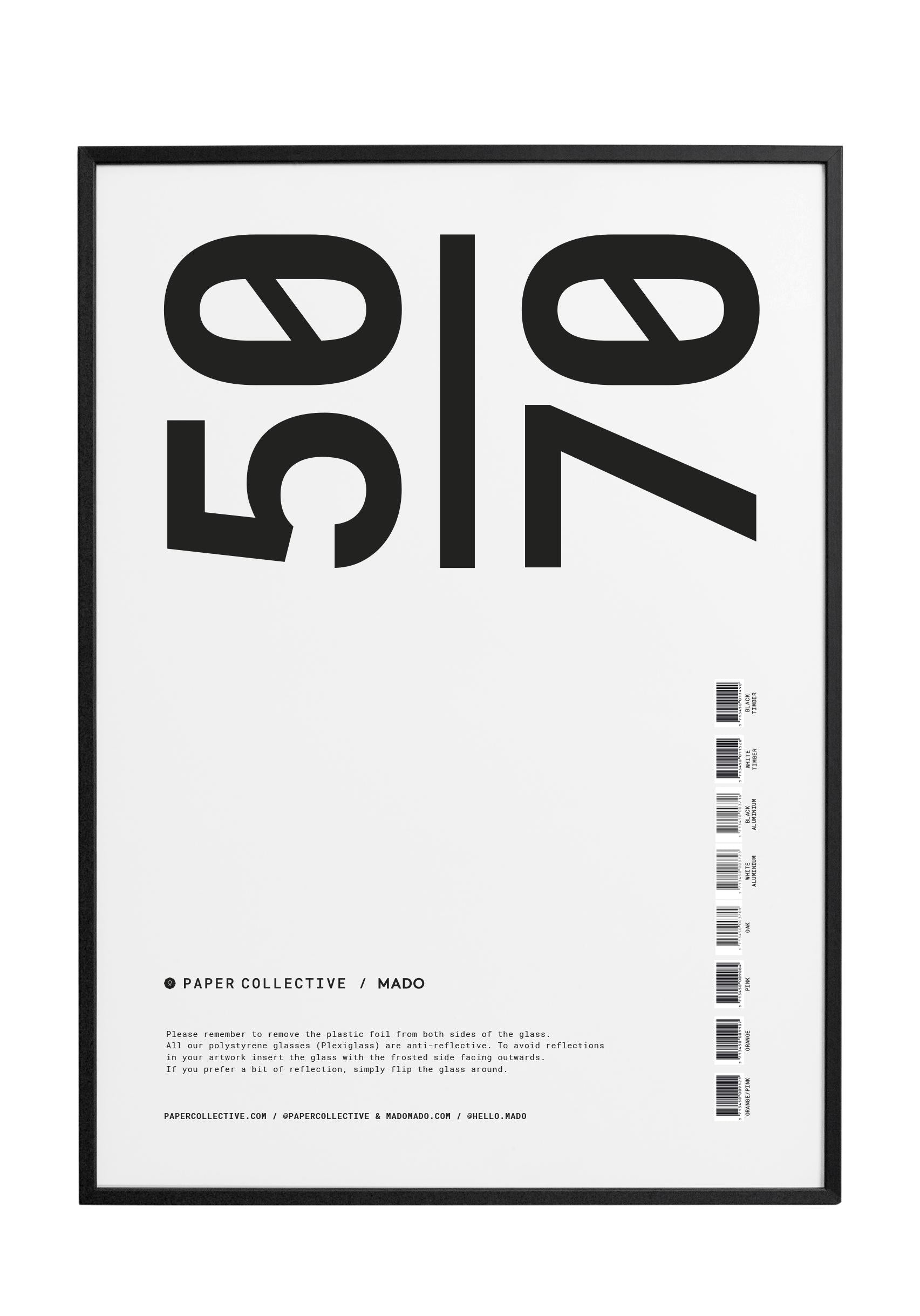 Papir kollektiv ramme tre med akrylglass 50x70 cm, svart