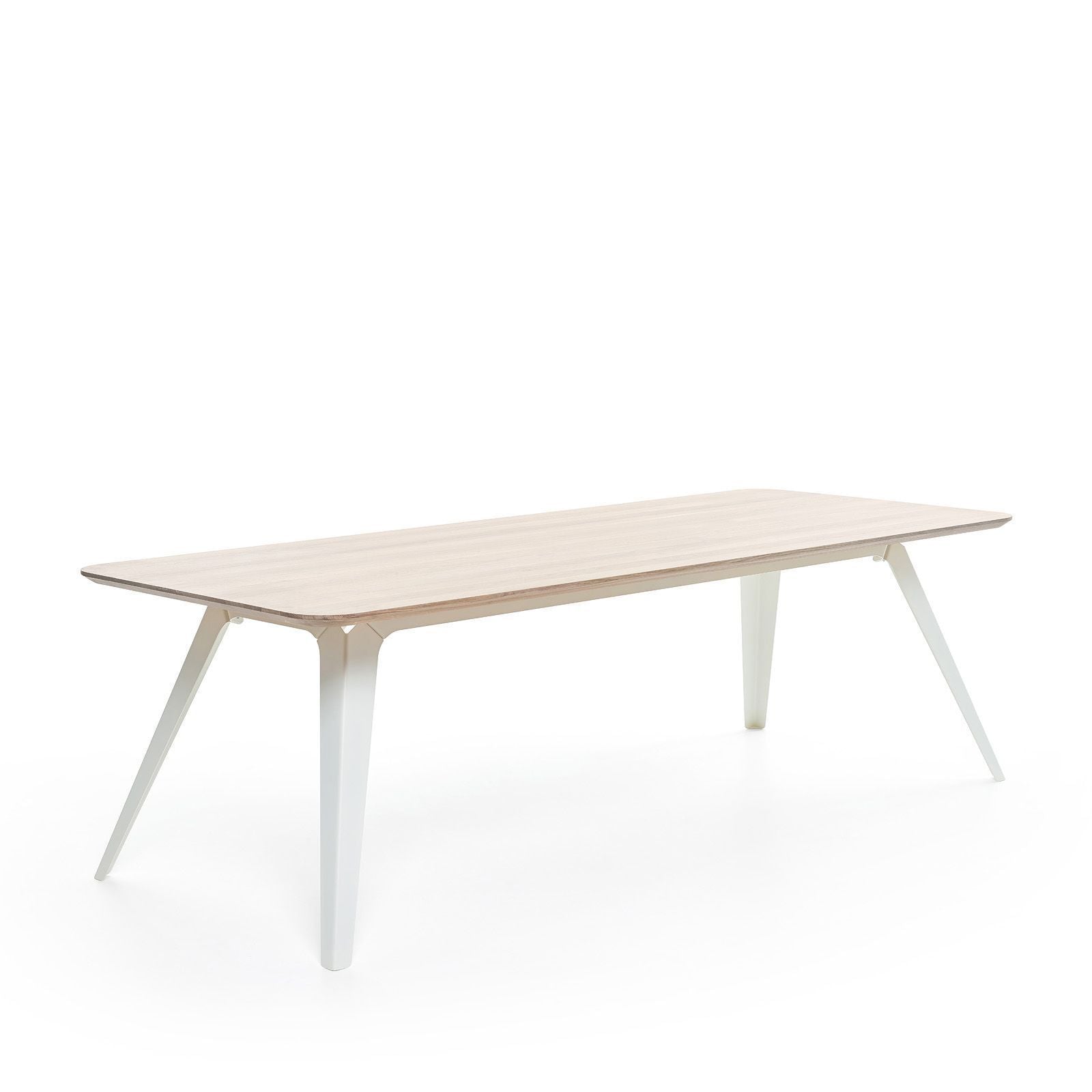 puik褶皱餐桌200x95cm，白色 /自然