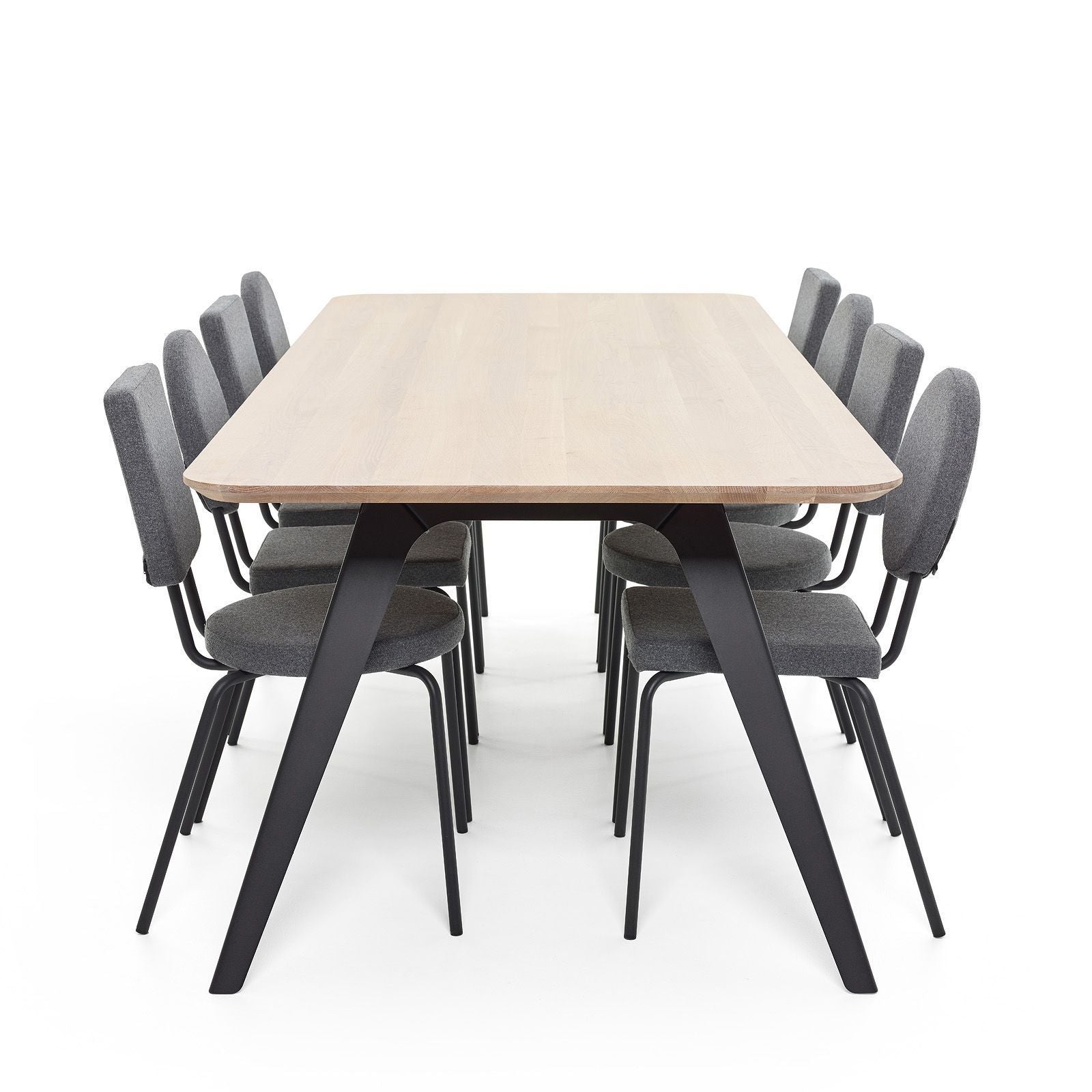 puik褶皱餐桌240x100cm，黑色 /天然