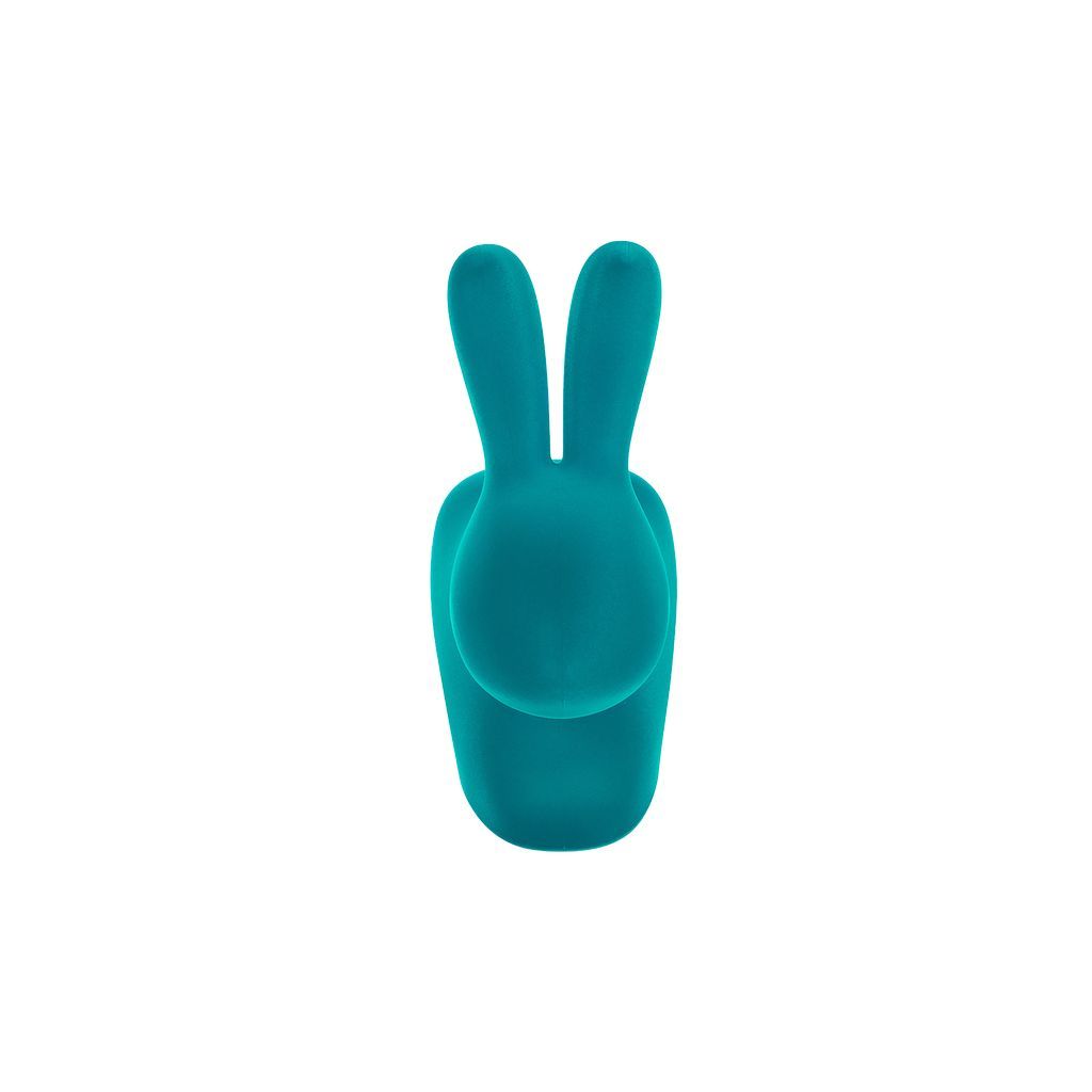 Qeeboo Baby Bunny stoel fluwelen afwerking, turquoise