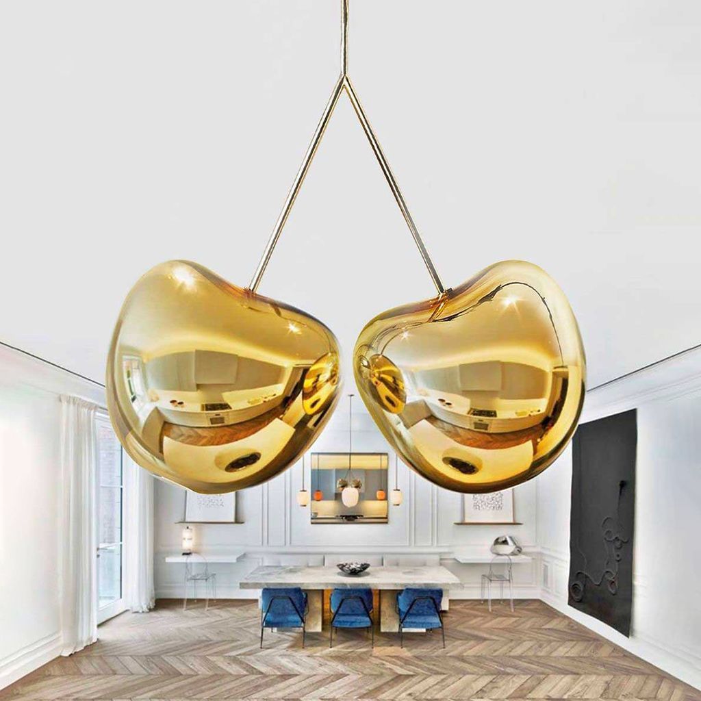 Qeeboo Cherry Suspension Lamp Metal Finish by Nika Zupanc, Gold