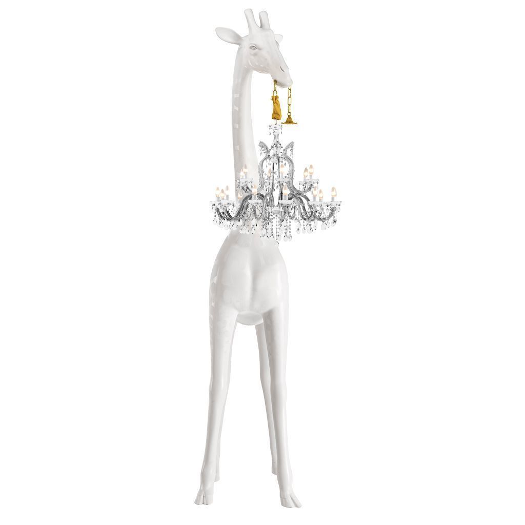 Qeeboo Giraffe in liefde indoor vloerlamp h 4m, wit