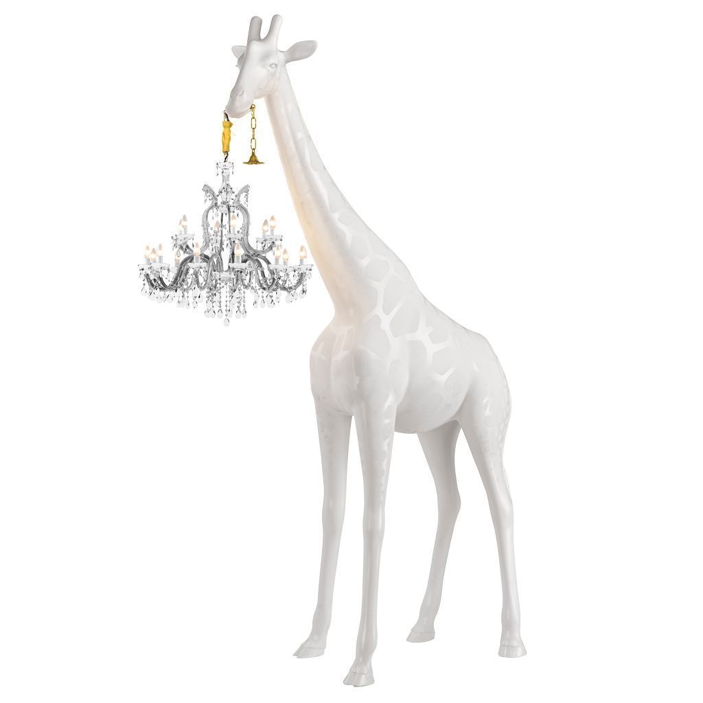 Qeeboo giraff i kjærlighet innendørs gulvlampe h 4m, hvit