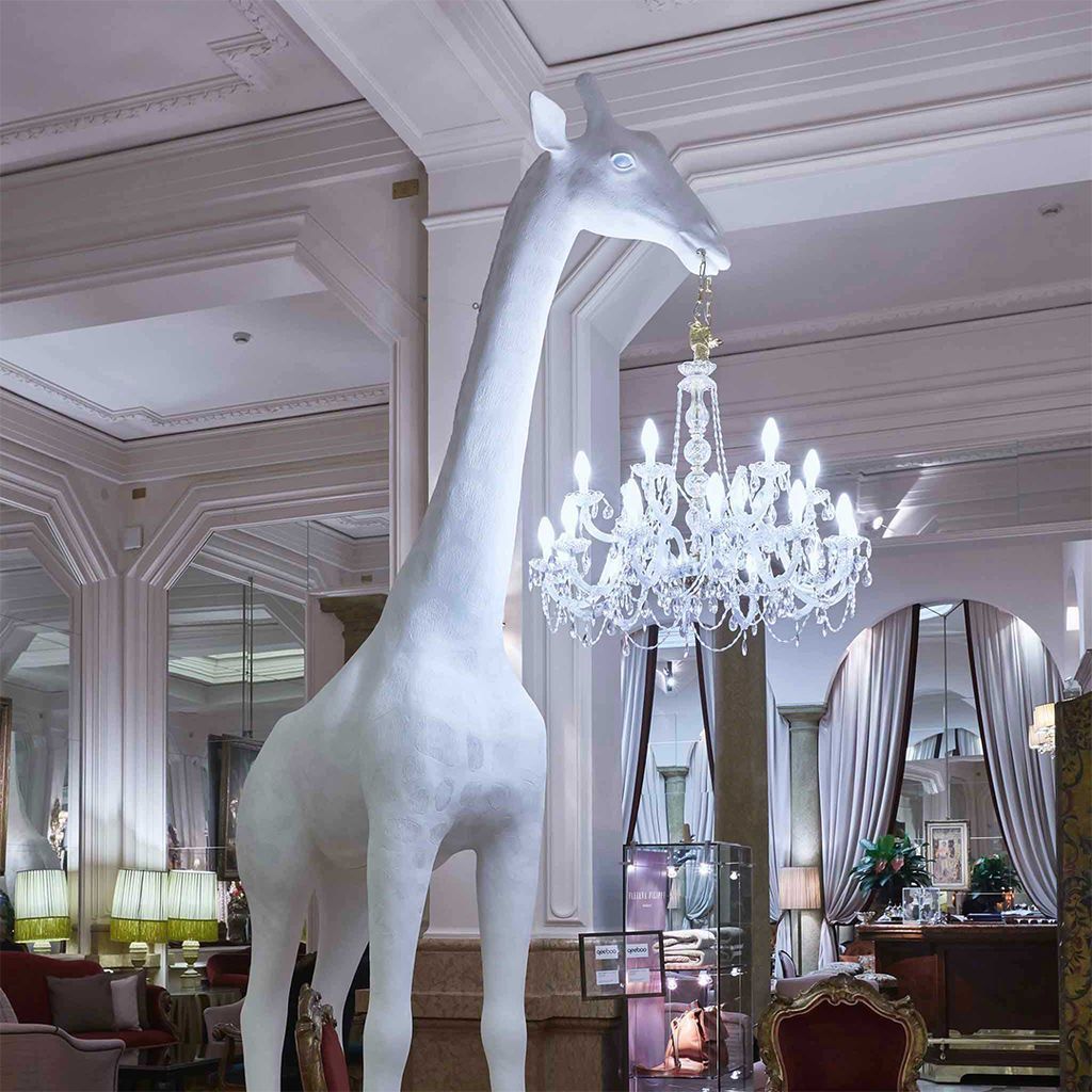 Qeeboo Girafe in Love intérieur lampadaire h 4m, blanc