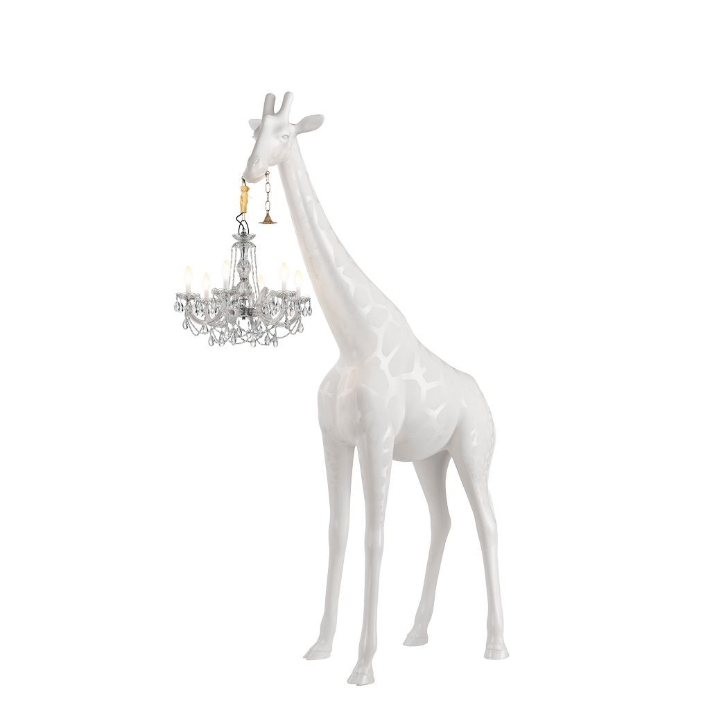 Giraffa Qeeboo in amore lampada da pavimento da esterno H 2.65m, bianco