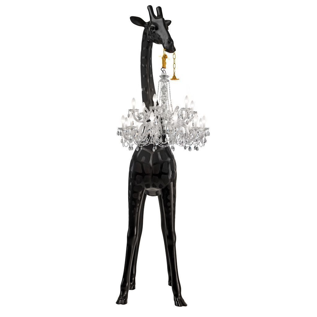Jeeboo jirafa enamorada lámpara de pie al aire libre h 4m, negro