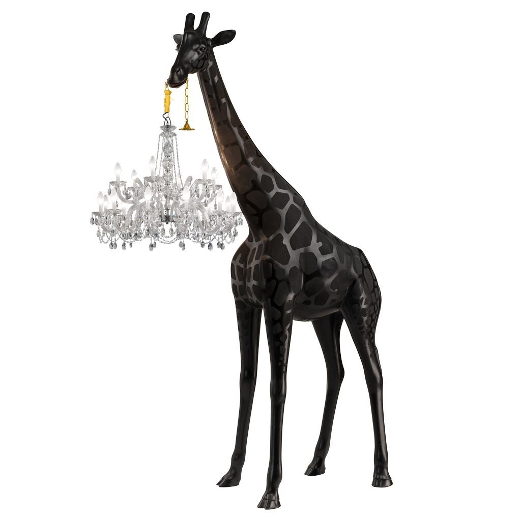 Giraffa qeoboo in amore lampada da pavimento all'aperto h 4m, nero