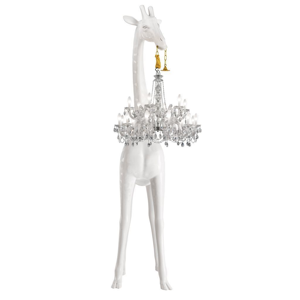 Qeeboo giraffe i kjærlighet utendørs gulvlampe h 4m, hvit